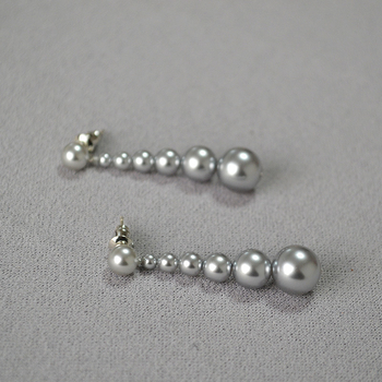 Cercei cu perle artificiale, design geometric nișă, lungi, cu ac de argint 925 – miya sophia jewelry