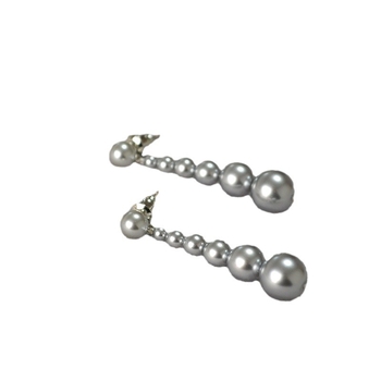 Cercei cu perle artificiale, design geometric nișă, lungi, cu ac de argint 925 – miya sophia jewelry