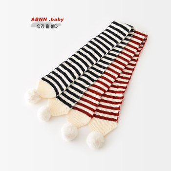 Dječji zimski šal, prugasti, pleteni s pomponom, produžena duljina, zadržava toplinu