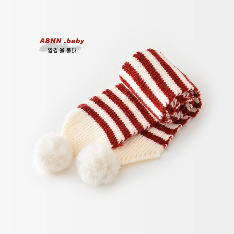 Dječji zimski šal, prugasti, pleteni s pomponom, produžena duljina, zadržava toplinu