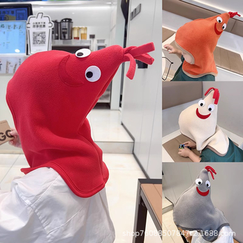 Detská pulórová čiapka s ochranou uší a integrovaným šálom, teplý polyester