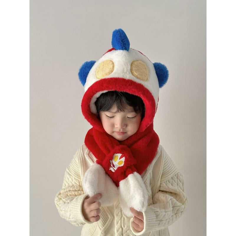 Set pălărie și eșarfă pentru bebeluși, două piese, pluș, căptușeală fleece, protecție solară, 0–6 luni, primăvară 2025