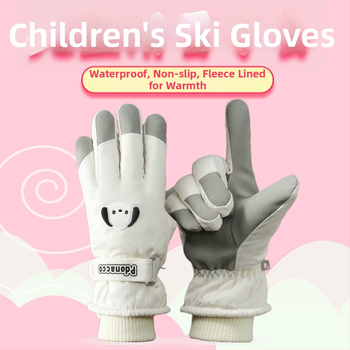 Dječje rukavice za skijanje s podijeljenim prstima – otporne na vjetar, vodootporne, protuklizne, osjetljive na dodir, podstavljene flisom, unisex, zima, uzrast 5–12 godina