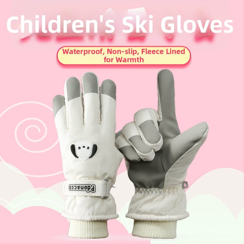 Dječje rukavice za skijanje s podijeljenim prstima – otporne na vjetar, vodootporne, protuklizne, osjetljive na dodir, podstavljene flisom, unisex, zima, uzrast 5–12 godina