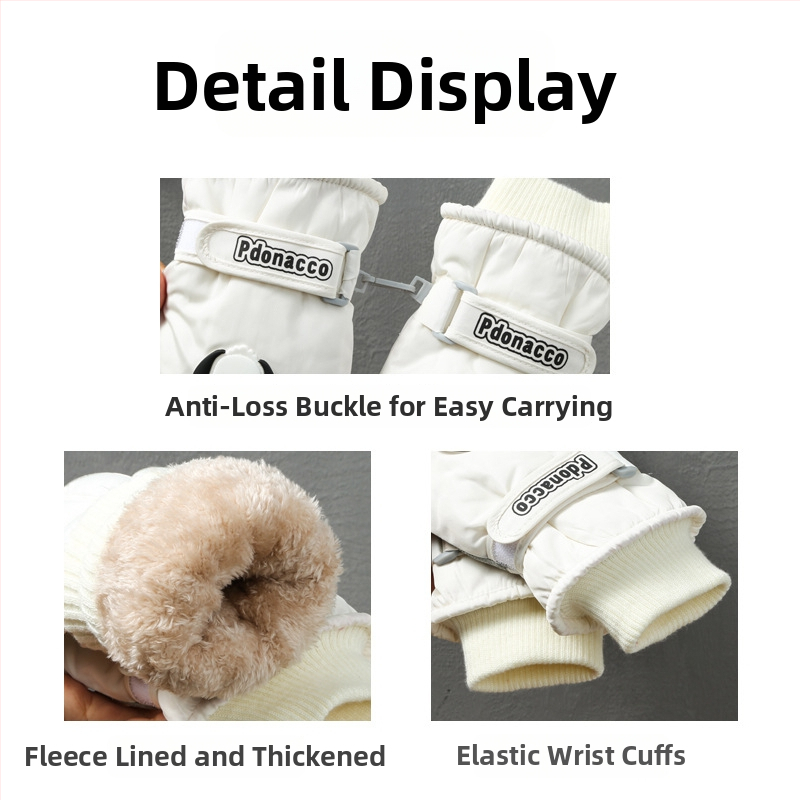 Dječje rukavice za skijanje s podijeljenim prstima – otporne na vjetar, vodootporne, protuklizne, osjetljive na dodir, podstavljene flisom, unisex, zima, uzrast 5–12 godina