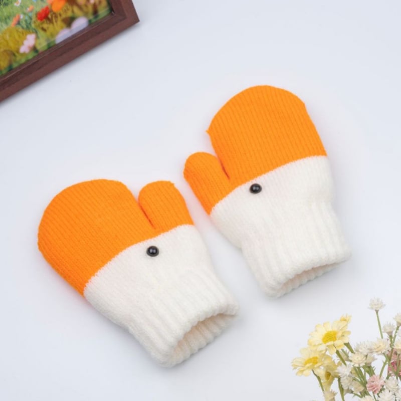 Dječje pletene rukavice s motivom guske - (Materijal: pleteni; Funkcija: zadržavanje topline; Dob: 3–6 godina)