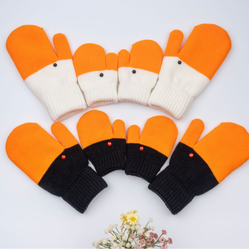 Dječje pletene rukavice s motivom guske - (Materijal: pleteni; Funkcija: zadržavanje topline; Dob: 3–6 godina)