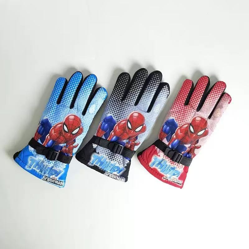 Dječje zimske rukavice za skijanje, otporne na vjetar, s flis podlogom, tople, s karikaturalnim uzorkom, za uzrast 5–10 godina