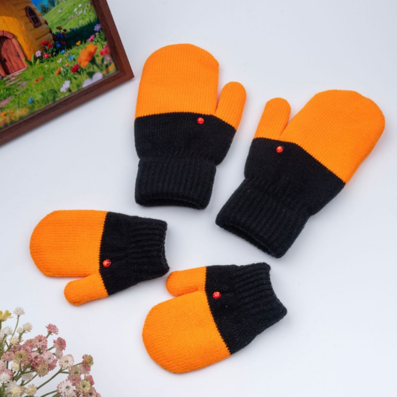 Dječje pletene rukavice s punim prstima, goose-themed dizajn, zima, džakard, uzrast 3–6 godina