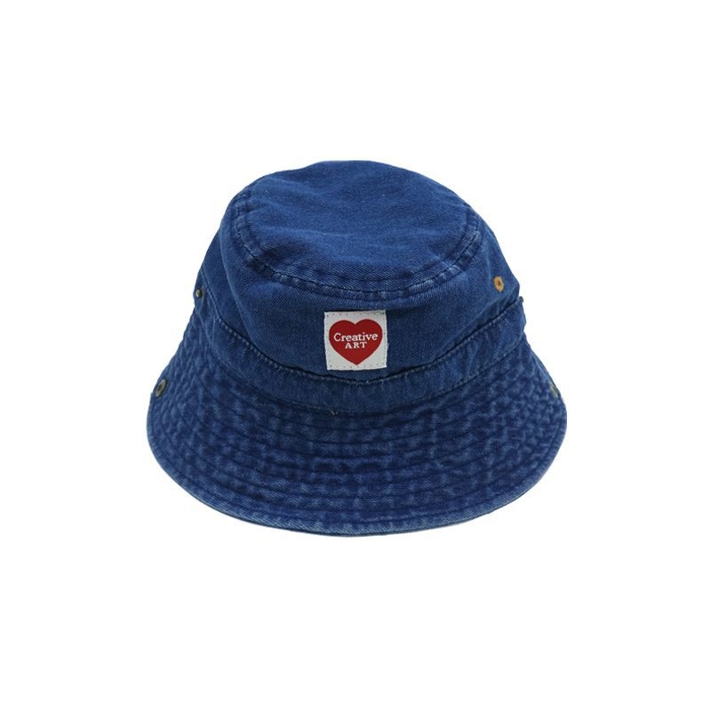 Dječja ljetna kapa za zaštitu od sunca, denim izpran, fishermans stil, za djevojčice, s malom srcolnom oznakom