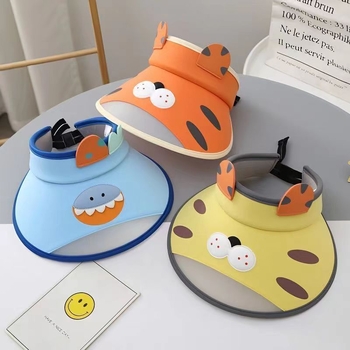 Šešir za sunce s otvorenim vrhom i velikim obodom – crtani stil, poliester, zaštita od sunca za djecu (0–12 mjeseci do 10+ godina)