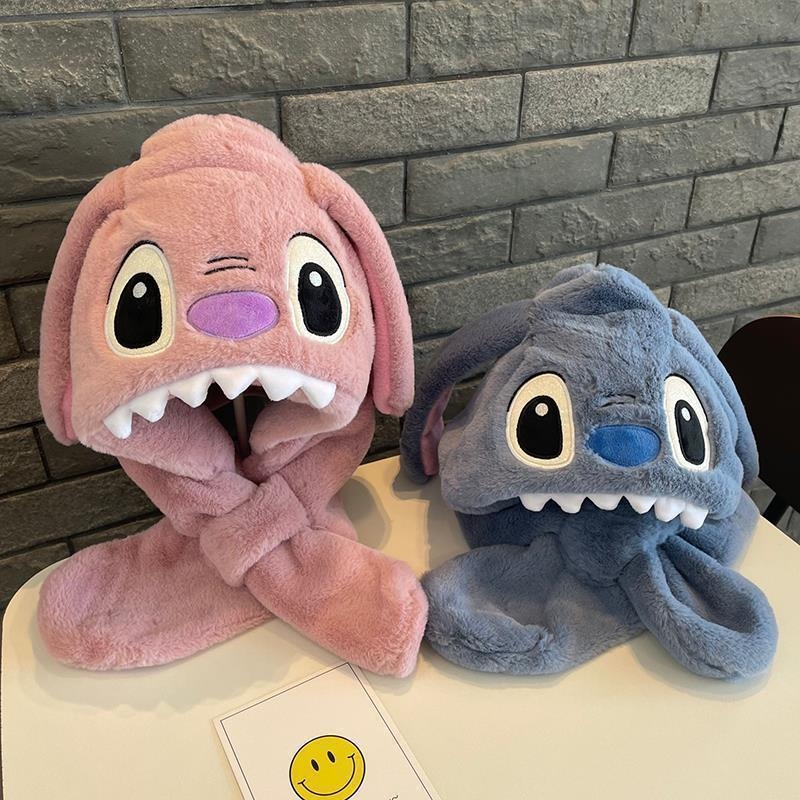 Dječja zimska kapa s integriranim šalom i zaštitom za uši, Stitch plišani set od dvije komponente, topao i udoban