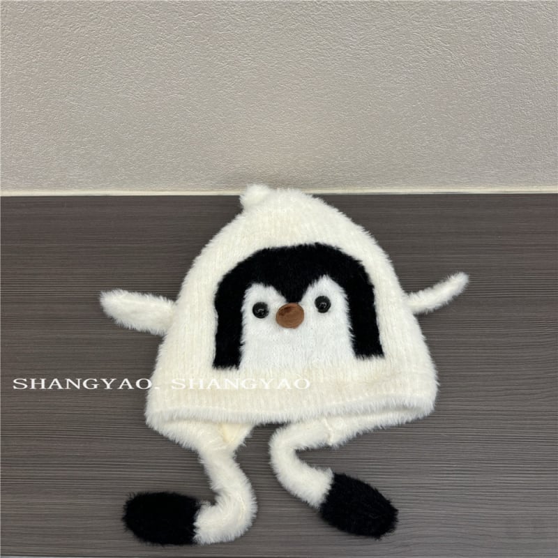 Șapcă pentru copii din pluș cu protecție pentru urechi – design pinguin, șapcă cu formă dom, caldă și rezistentă la vânt, pentru copii 2–6 ani, finisaj satin, iarna 2025