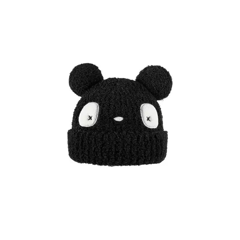 Dječja pletena kapa s panda dizajnom – zimski kupolasti stil, akrilni materijal, održava toplinu, za djecu stariju od 10 godina