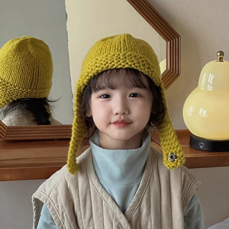 Dječja pletena kapa od Mohaira – kupolasti vrh, bez rub, tie-dye završetak, proljetno izdanje