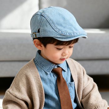 Beret, 100% pamuk, četiri sezone, kratka rubna obruba i kupolasti vrh, za djecu 1–6 godina