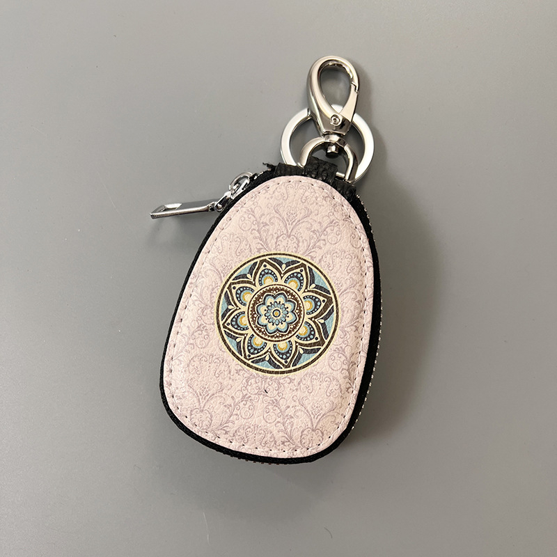 Võtmete kott ehtsast nahast, naistele, kahekihiline veise nahk, karikatuurmustriga, hoiustamiseks