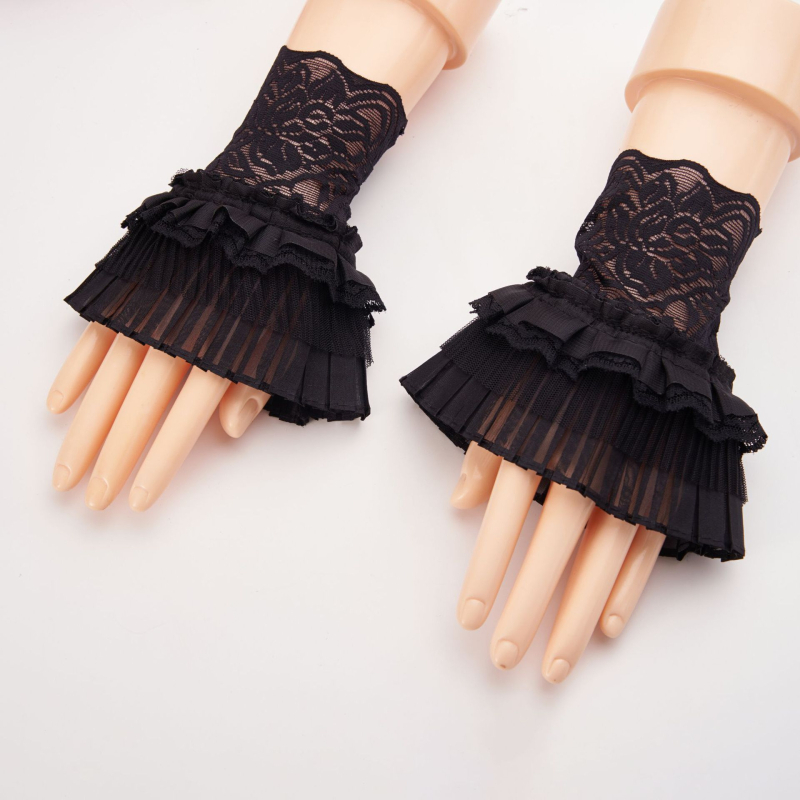 Dječje čipkaste manšete, plisirani princeps stil, Jacquard tkanina, za djevojčice, sve sezone