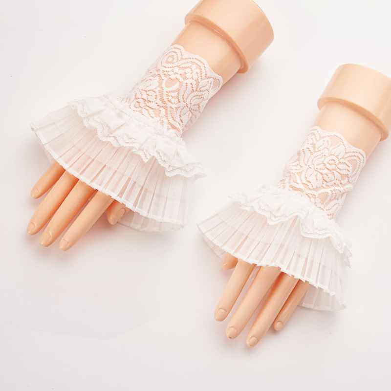 Dječje čipkaste manšete, plisirani princeps stil, Jacquard tkanina, za djevojčice, sve sezone