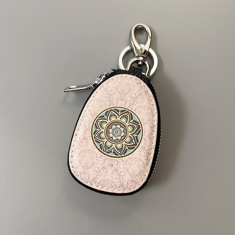 Кейс за ключове - естествена кожа - двуслойна кожа - карикатура принт - подплата от двуслойна кожа - за ежедневна употреба