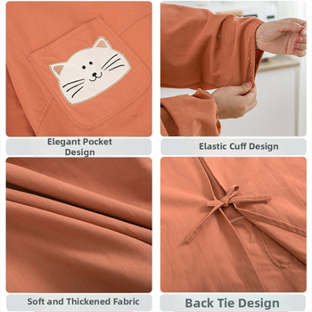 Șorț cu mâneci lungi, bumbac 100%, stil desen animat, anti-murdărire pentru bucătărie