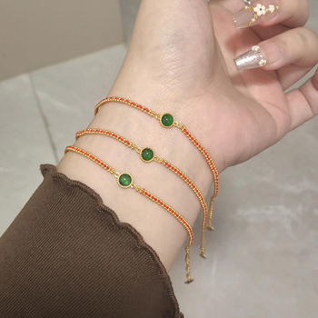 Maisaka S925 ezüst kézzel kötött karkötő természetes jáddal, nőknek, könnyű luxus, geometriai kialakítás