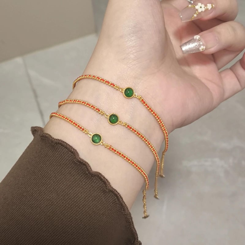 Maisaka S925 ezüst kézzel kötött karkötő természetes jáddal, nőknek, könnyű luxus, geometriai kialakítás