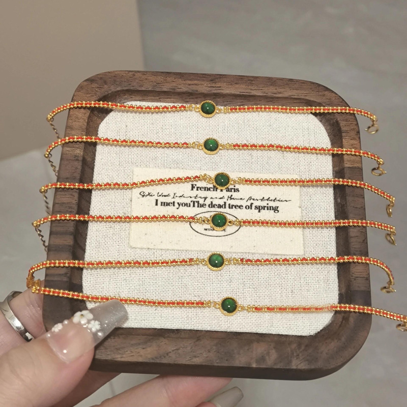 Maisaka S925 ezüst kézzel kötött karkötő természetes jáddal, nőknek, könnyű luxus, geometriai kialakítás