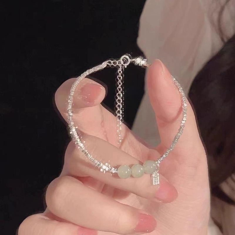 Brățară din argint S925 cu Jad Hetian, model romb, bijuterie pentru femei