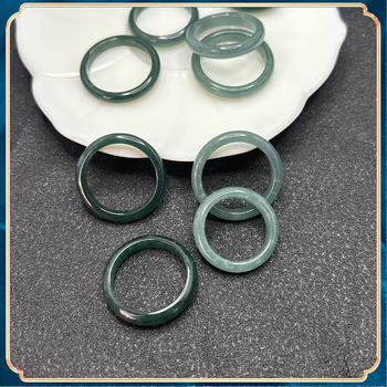 Inel din jad, față plată, natural, unisex, design geometric concentric