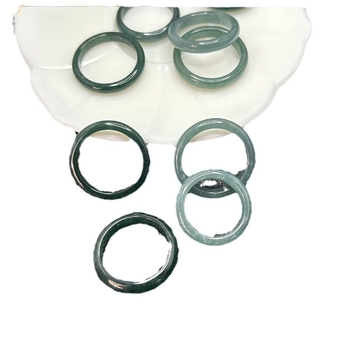 Inel din jad, față plată, natural, unisex, design geometric concentric