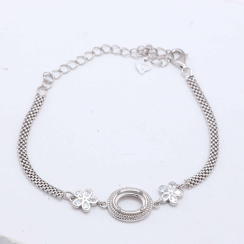 Brățară din argint 925 cu montură deschisă pentru jad – DIY gata, stil simplu, unisex, electroplată