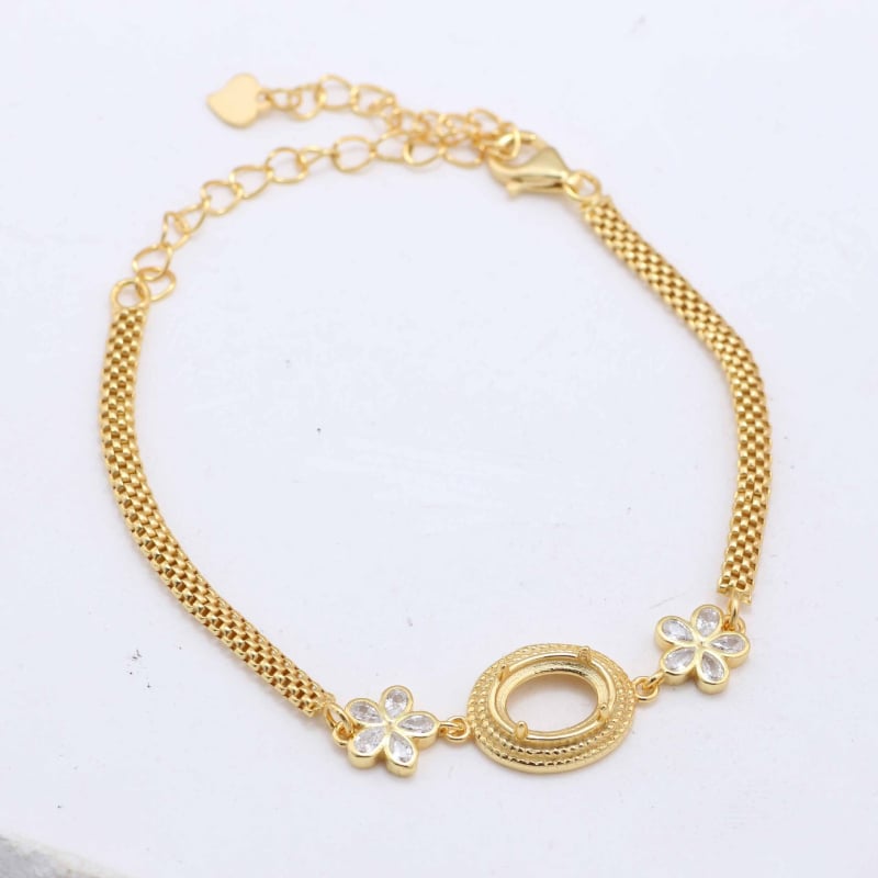 Brățară din argint 925 cu montură deschisă pentru jad – DIY gata, stil simplu, unisex, electroplată