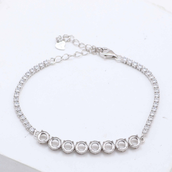 Brățară din argint 925 – montură pentru jad cu formă de ou, componentă DIY, stil simplu (Material: Argint 925; Stil: Simplu; Categorie: Accesorii de mână; Jad: Ou)