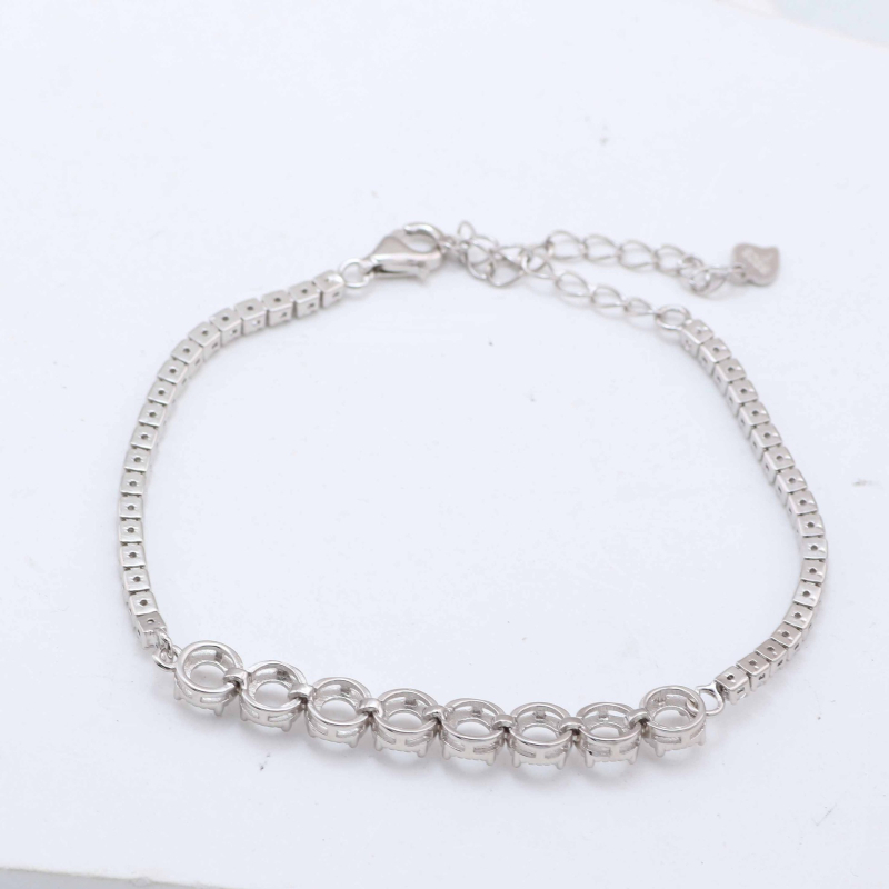 Brățară din argint 925 – montură pentru jad cu formă de ou, componentă DIY, stil simplu (Material: Argint 925; Stil: Simplu; Categorie: Accesorii de mână; Jad: Ou)