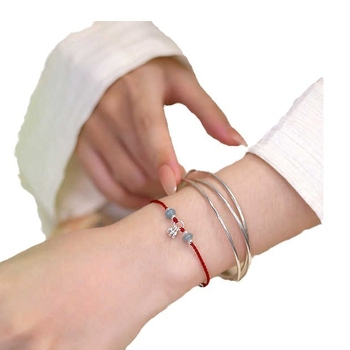 Természetes jade női karkötő — kézi készítésű, Új kínai stílus, kézzel szőtt kötél, 2024 ősz