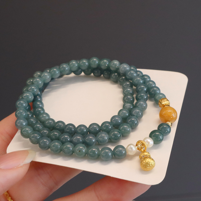 Brățară din jad, design geometric cu trei cercuri, stil feminin – noul stil chinezesc, producție semi-manuală, origine Jinhua (lansare primăvara 2025)