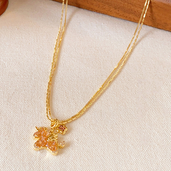 Set ogrlice i naušnica od cirkon kristala - bakar, ključna lančana, umjetni kristal, životinjski motivi, Zima 2025