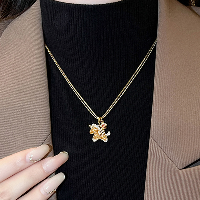 Set ogrlice i naušnica od cirkon kristala - bakar, ključna lančana, umjetni kristal, životinjski motivi, Zima 2025