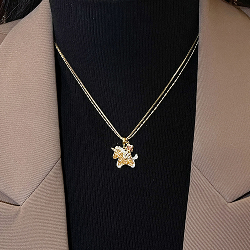 Set ogrlice i naušnica od cirkon kristala - bakar, ključna lančana, umjetni kristal, životinjski motivi, Zima 2025