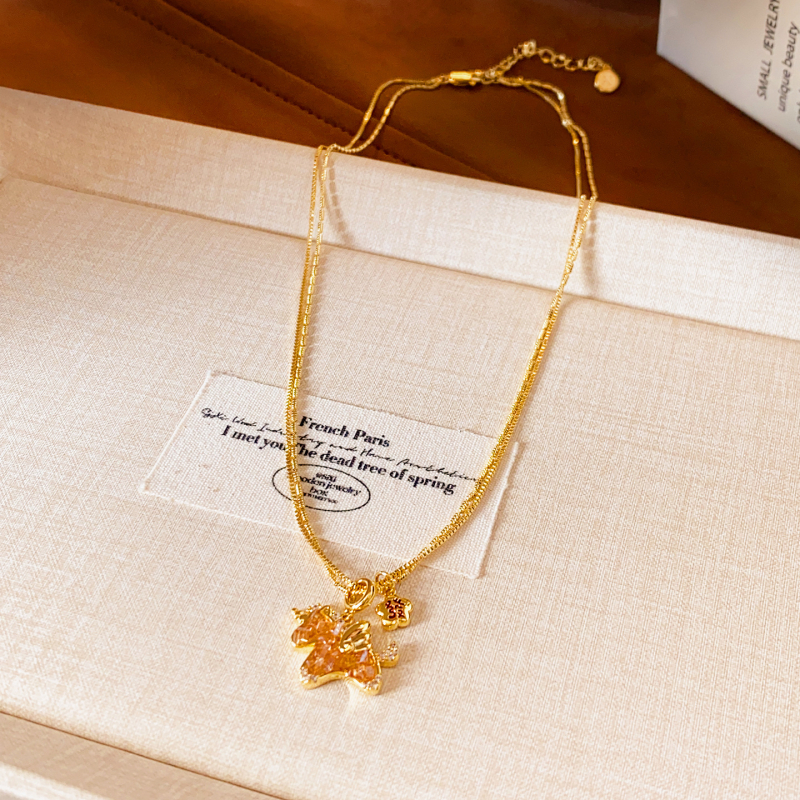 Set ogrlice i naušnica od cirkon kristala - bakar, ključna lančana, umjetni kristal, životinjski motivi, Zima 2025