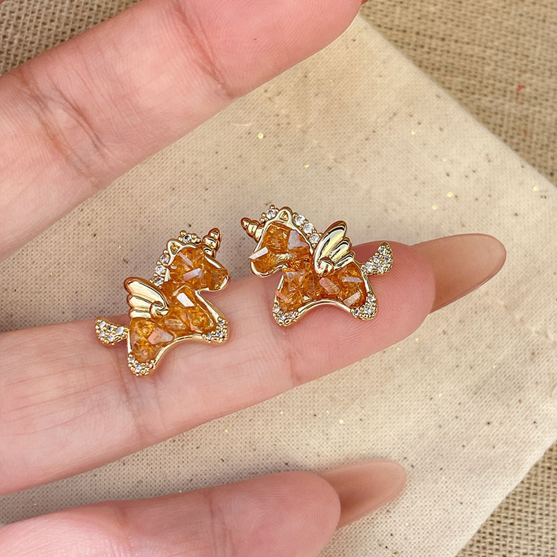 Set ogrlice i naušnica od cirkon kristala - bakar, ključna lančana, umjetni kristal, životinjski motivi, Zima 2025