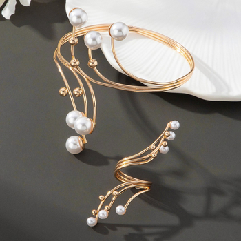 Set otvorenih narukvica i prstena s naušnicama — legura, elektroplating, porijeklo Zeleni Otok, ljeto 2024