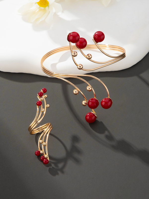 Set otvorenih narukvica i prstena s naušnicama — legura, elektroplating, porijeklo Zeleni Otok, ljeto 2024