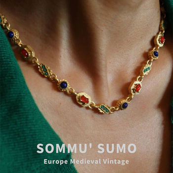 Ogrlica od bakra, elektroplatiranje, spajanje lanaca, privjesak od bakrenog legura, srednje antički stil