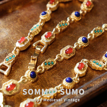 Ogrlica od bakra, elektroplatiranje, spajanje lanaca, privjesak od bakrenog legura, srednje antički stil