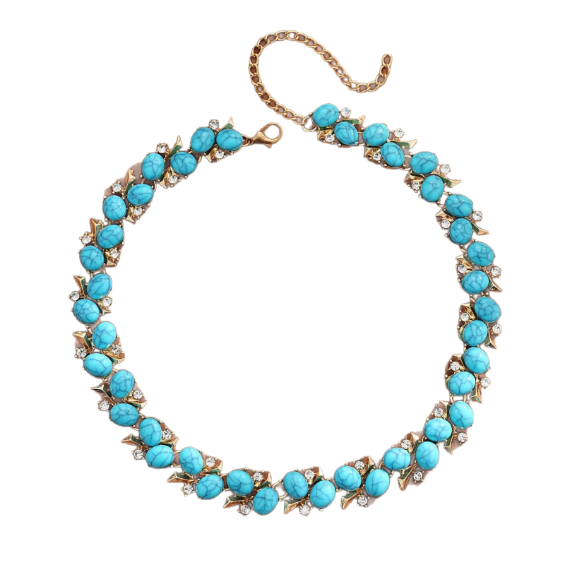 Twinkle Ženski set naušnica i ogrlice u boho-vintage stilu s rhinestones, dijamantna izrada, lanac klavikula, za žene, proljeće 2025