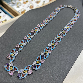 Ogrlica - bakar, dijamantno brušenje, geometrijski oblik, lanac oblika O, višeslojno