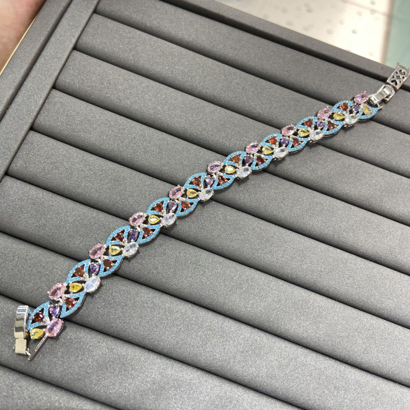 Ogrlica - bakar, dijamantno brušenje, geometrijski oblik, lanac oblika O, višeslojno