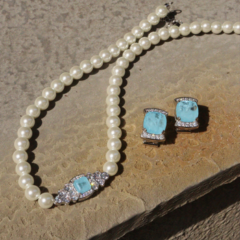 SOMMU Set naušnica i ogrlica s perlama i kristalima — mosadz elektroplating, ženski originalni dizajn